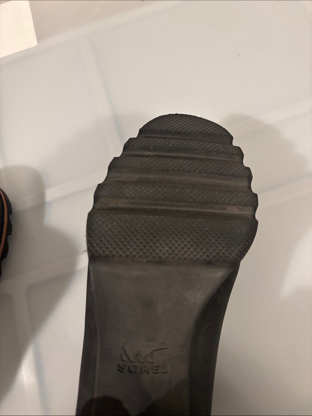 Sorel Black Addington Mule boots SZ 8.5 stacked heel slip on waterproof leather - Picture 9 of 12
